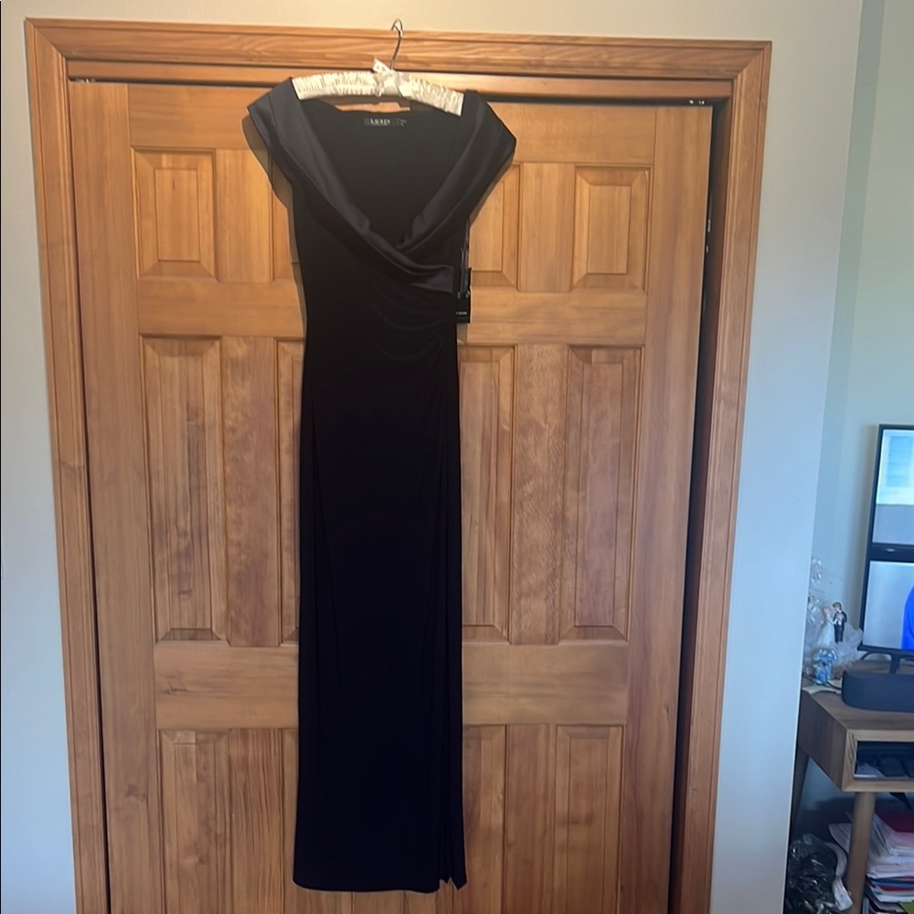 Lauren Ralph Lauren Black Cowl Neck Bodycon Cocktail Dress